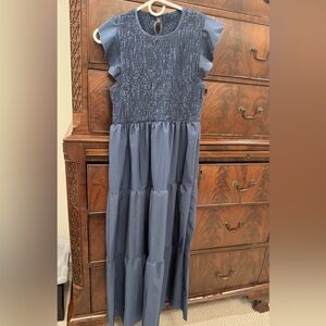 Zesica Midi Dress Women's Small Summer Casual flutter Short Sleeve -blue NWOT